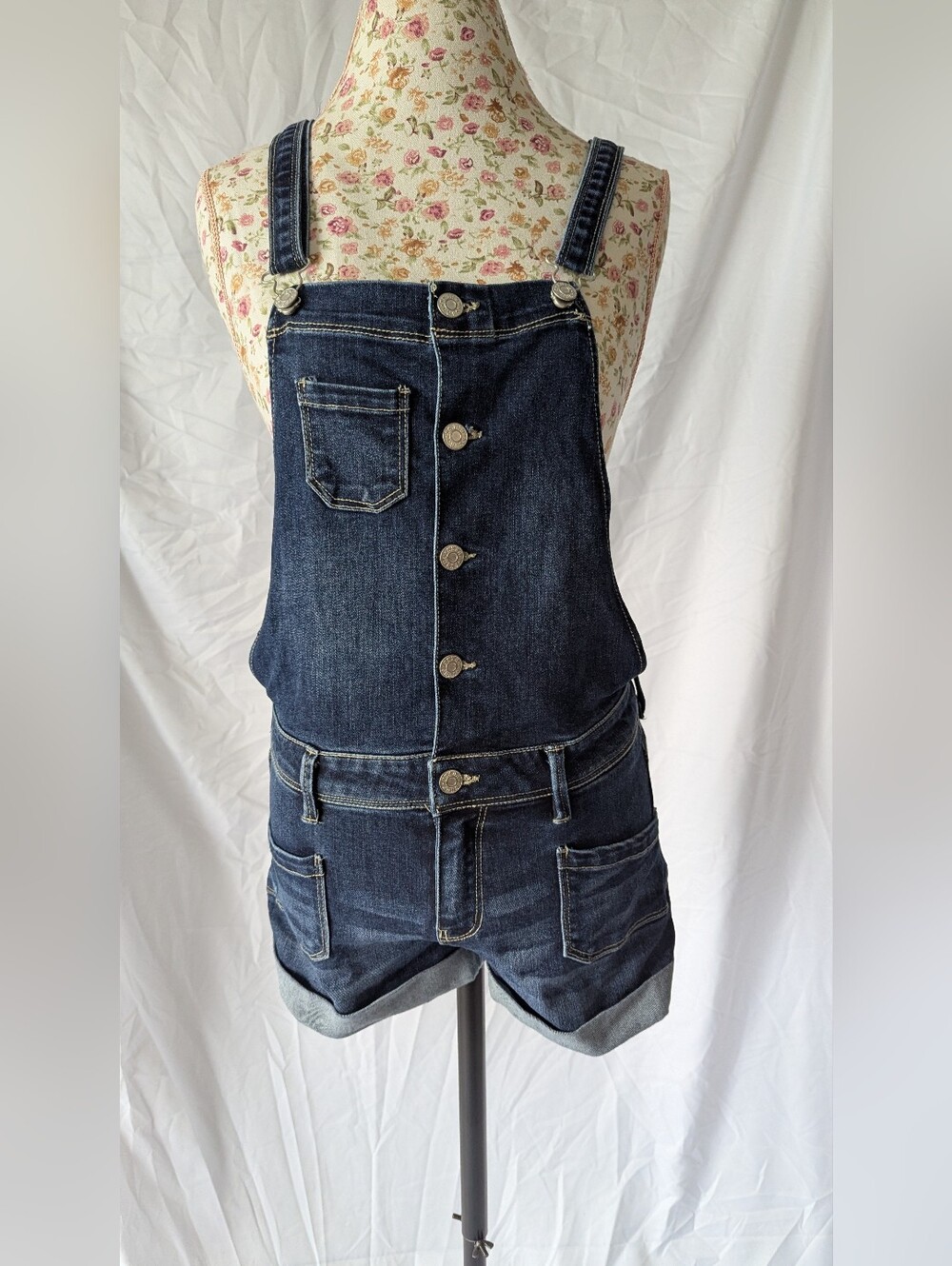 Guess Dark Blue Denim Short Overalls for Women Size 28